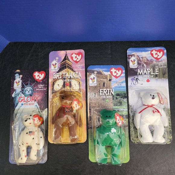 Ty Beanie Babies Complete Set (4) with Rare Tag Error 1999 McDonald's Erin Brita - Picture 10 of 10
